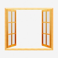 Open window frame clipart with copy space. Free public domain CC0 image.
