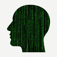 AI matrix head clipart, collage element illustration psd. Free public domain CC0 image.