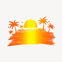 Tropical sunset clipart, illustration vector. Free public domain CC0 image.