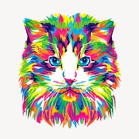 Colorful abstract cat, animal hand drawn illustration vector. Free public domain CC0 image.