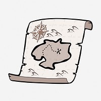 Treasure map clipart illustration. Free public domain CC0 image.