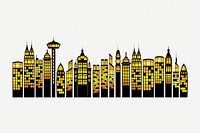 Landmarks & towers clipart, collage element illustration psd. Free public domain CC0 image.