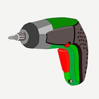 Electric screwdriver clipart, collage element illustration psd. Free public domain CC0 image.