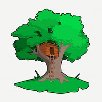 Tree house clipart, collage element illustration psd. Free public domain CC0 image.