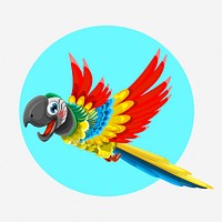 Cartoon parrot character clipart illustration. Free public domain CC0 image.