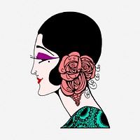 Flapper lady clipart illustration. Free public domain CC0 image.