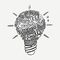 Creative ideas light bulb line art illustration psd. Free public domain CC0 image.