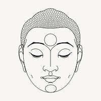 Buddha head line art, religious illustration vector. Free public domain CC0 image.