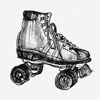 Roller skate hand drawn illustration. Free public domain CC0 image.