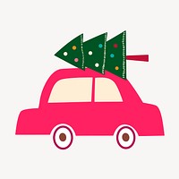Christmas tree car clipart, illustration vector. Free public domain CC0 image.