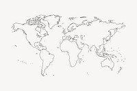 World map line art, geography illustration vector. Free public domain CC0 image.