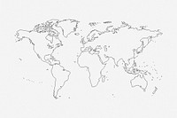 World map line art, geography hand drawn illustration. Free public domain CC0 image.