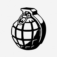 Hand grenade clipart illustration. Free public domain CC0 image.