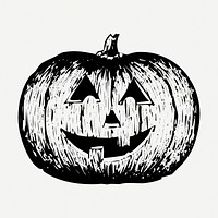 Halloween pumpkin drawing, vintage illustration psd. Free public domain CC0 image.