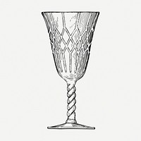 Crystal goblet drawing, vintage illustration psd. Free public domain CC0 image.
