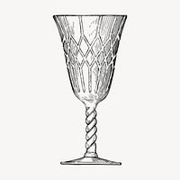 Crystal goblet drawing, vintage illustration vector. Free public domain CC0 image.