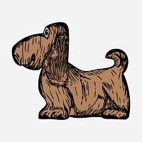 Wooden dog clipart, animal vintage illustration. Free public domain CC0 image.