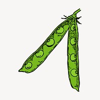 Sugar snap peas collage element, vegetable illustration vector. Free public domain CC0 image.