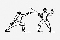 Parry of quarte drawing, sport vintage illustration. Free public domain CC0 image.