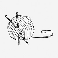 Knitting ball drawing, vintage illustration. Free public domain CC0 image.