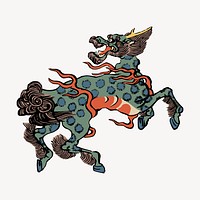 Qilin collage element, Chinese mythology creature illustration vector. Free public domain CC0 image.