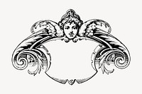 Cherub frame drawing, vintage illustration vector. Free public domain CC0 image.