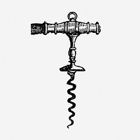 Corkscrew drawing, object vintage illustration. Free public domain CC0 image.
