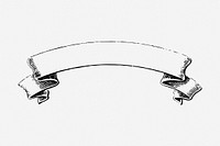 Ribbon banner drawing, vintage illustration. Free public domain CC0 image.