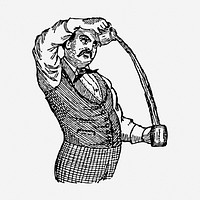 Male bartender drawing, job vintage illustration. Free public domain CC0 image.