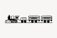 Train drawing, vintage transport illustration vector. Free public domain CC0 image.