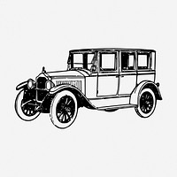 Vintage car drawing, Ford model A vehicle illustration. Free public domain CC0 image.