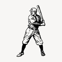 Baseball player drawing, vintage sport illustration vector. Free public domain CC0 image.