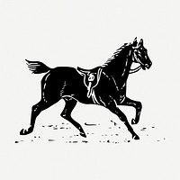 Running horse drawing, animal vintage illustration psd. Free public domain CC0 image.