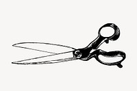 Scissors drawing, vintage stationery illustration vector. Free public domain CC0 image.