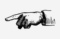 Hand pointing finger drawing, vintage illustration. Free public domain CC0 image.
