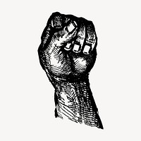 Raised fist drawing, victory symbol, vintage illustration vector. Free public domain CC0 image.