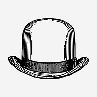 Bowler hat drawing, fashion vintage illustration. Free public domain CC0 image.