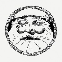 Santa's face drawing, Christmas vintage illustration psd. Free public domain CC0 image.
