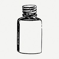Pill bottle drawing, object vintage illustration psd. Free public domain CC0 image.