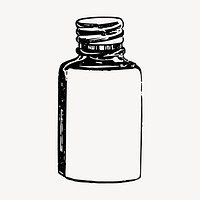 Pill bottle drawing, vintage object illustration vector. Free public domain CC0 image.