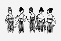 Gatsby women drawing, fashion vintage illustration. Free public domain CC0 image.