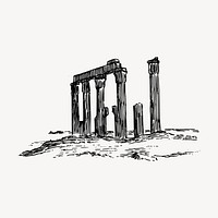 Ruined temple clipart, Egyptian historical landmark illustration vector. Free public domain CC0 image.