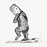 Funny bear drawing, vintage animal illustration vector. Free public domain CC0 image.