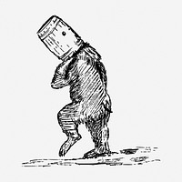 Funny bear drawing, animal vintage illustration. Free public domain CC0 image.