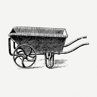 Wheelbarrow drawing, farming equipment vintage illustration psd. Free public domain CC0 image.