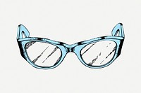 Eye glasses drawing, object vintage illustration psd. Free public domain CC0 image.