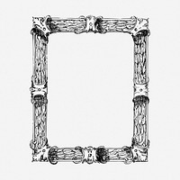 Ornate picture frame drawing, decoration vintage illustration. Free public domain CC0 image.