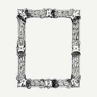 Ornate picture frame drawing, decoration vintage illustration psd. Free public domain CC0 image.