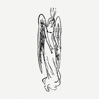 Angel drawing, fairy tale vintage illustration psd. Free public domain CC0 image.