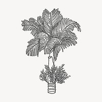 Betel palm tree clipart, vintage botanical illustration vector. 